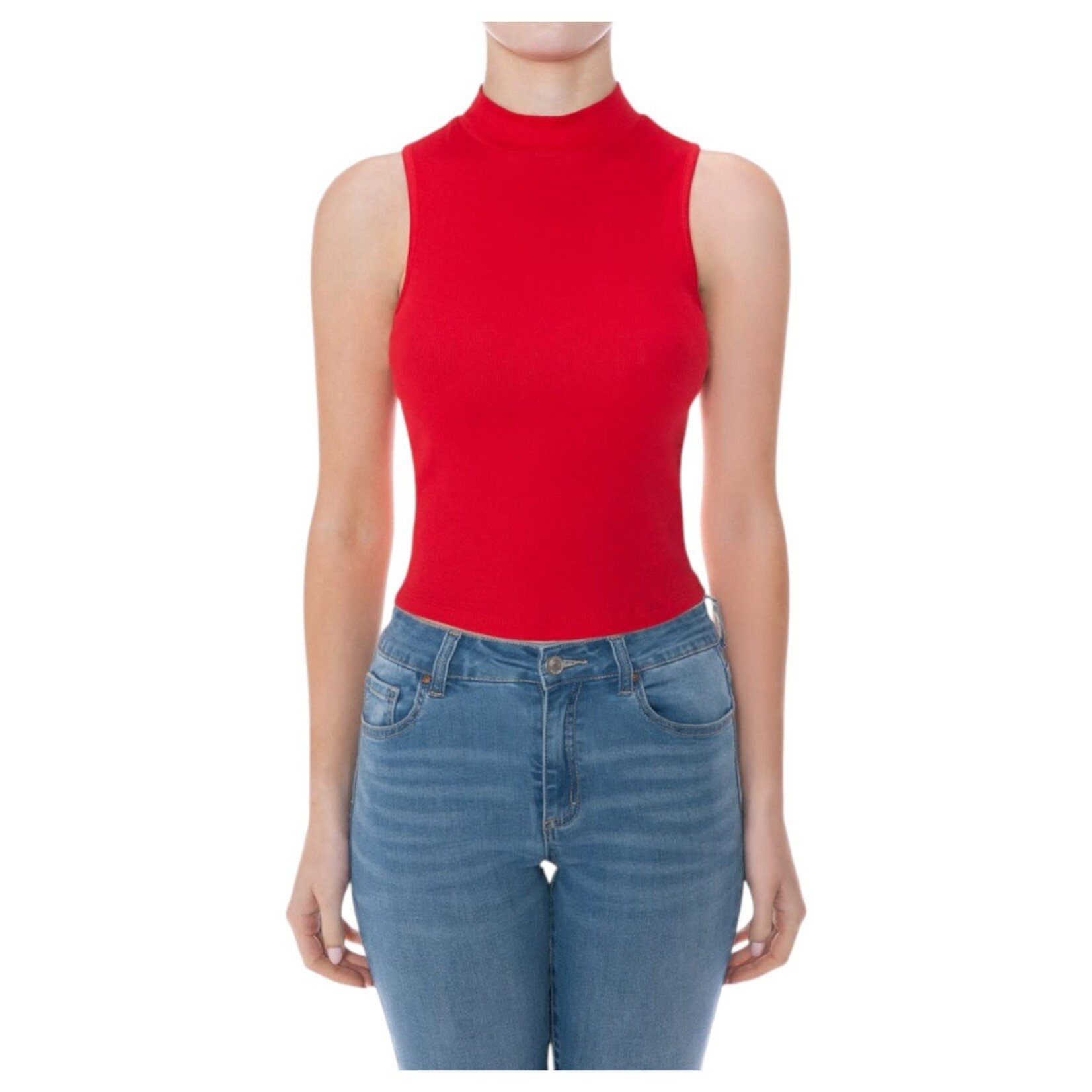 AMBIANCE APPAREL AMBIANCE RIBBED MOCK NECK SLEEVELESS TOP 75815