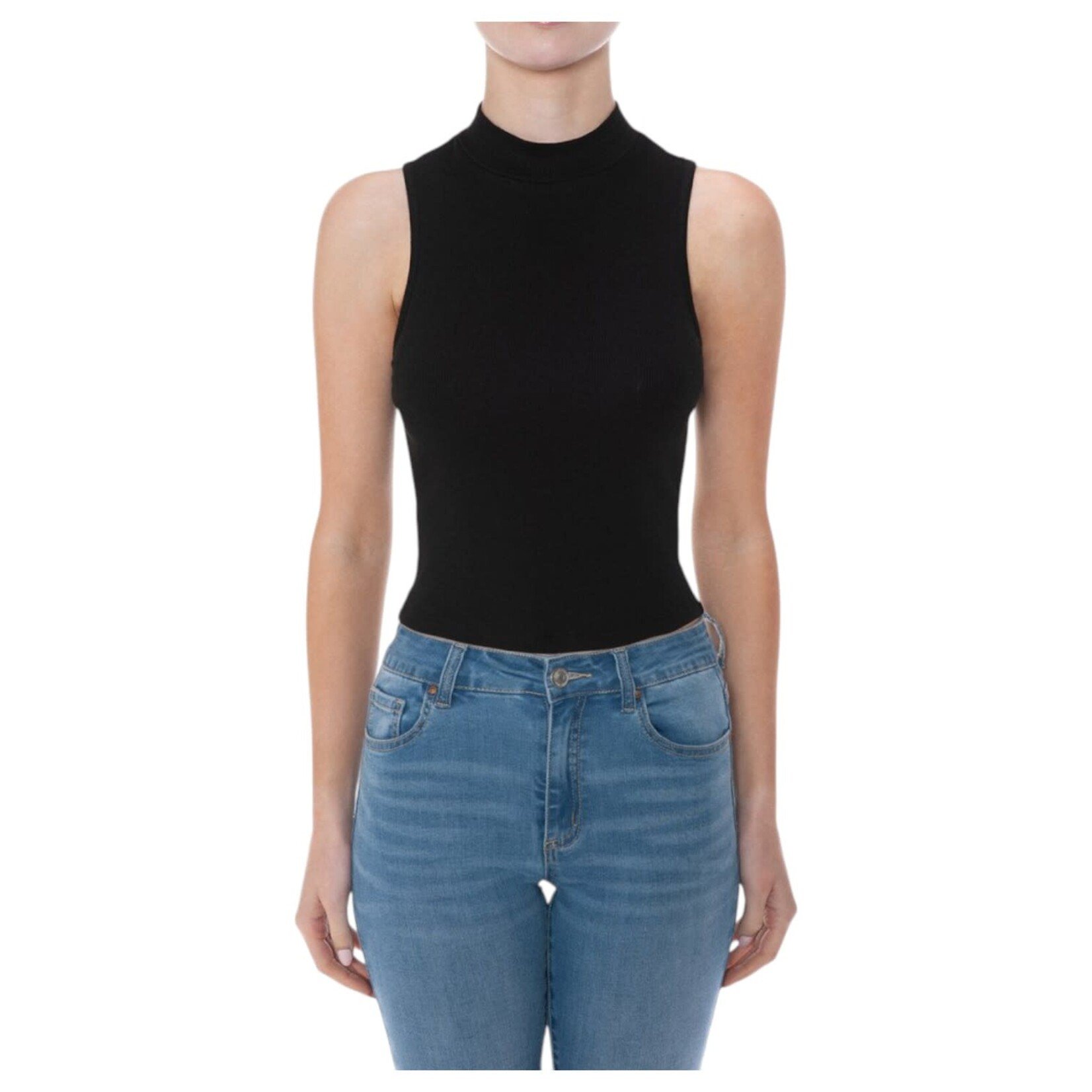 AMBIANCE APPAREL AMBIANCE RIBBED MOCK NECK SLEEVELESS TOP 75815