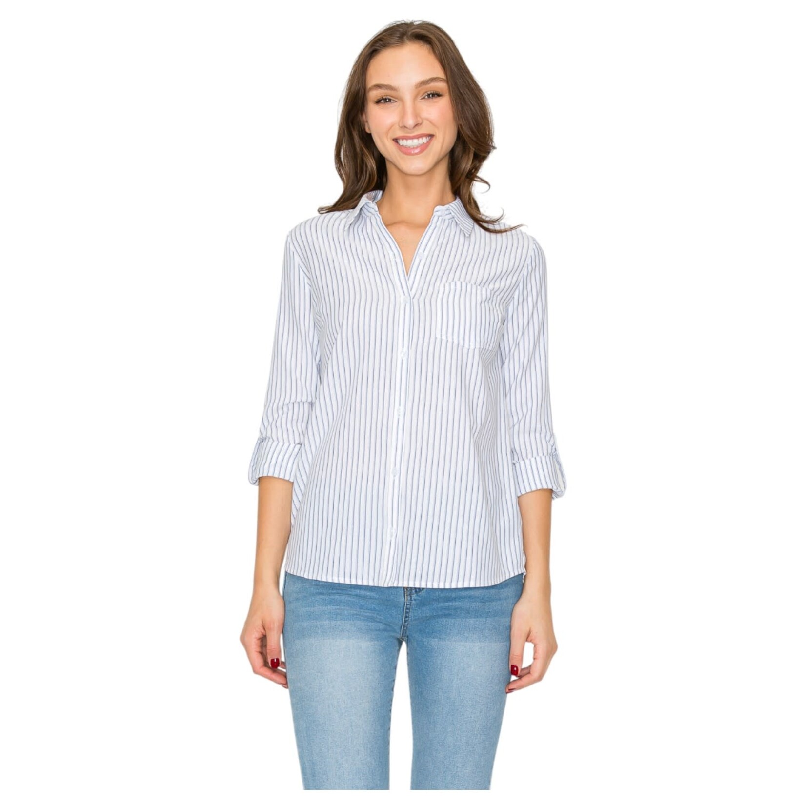 WHITE RHINO WHITE RHINO STRIPE 3/4 SLEEVE SHIRT 4481B-21184