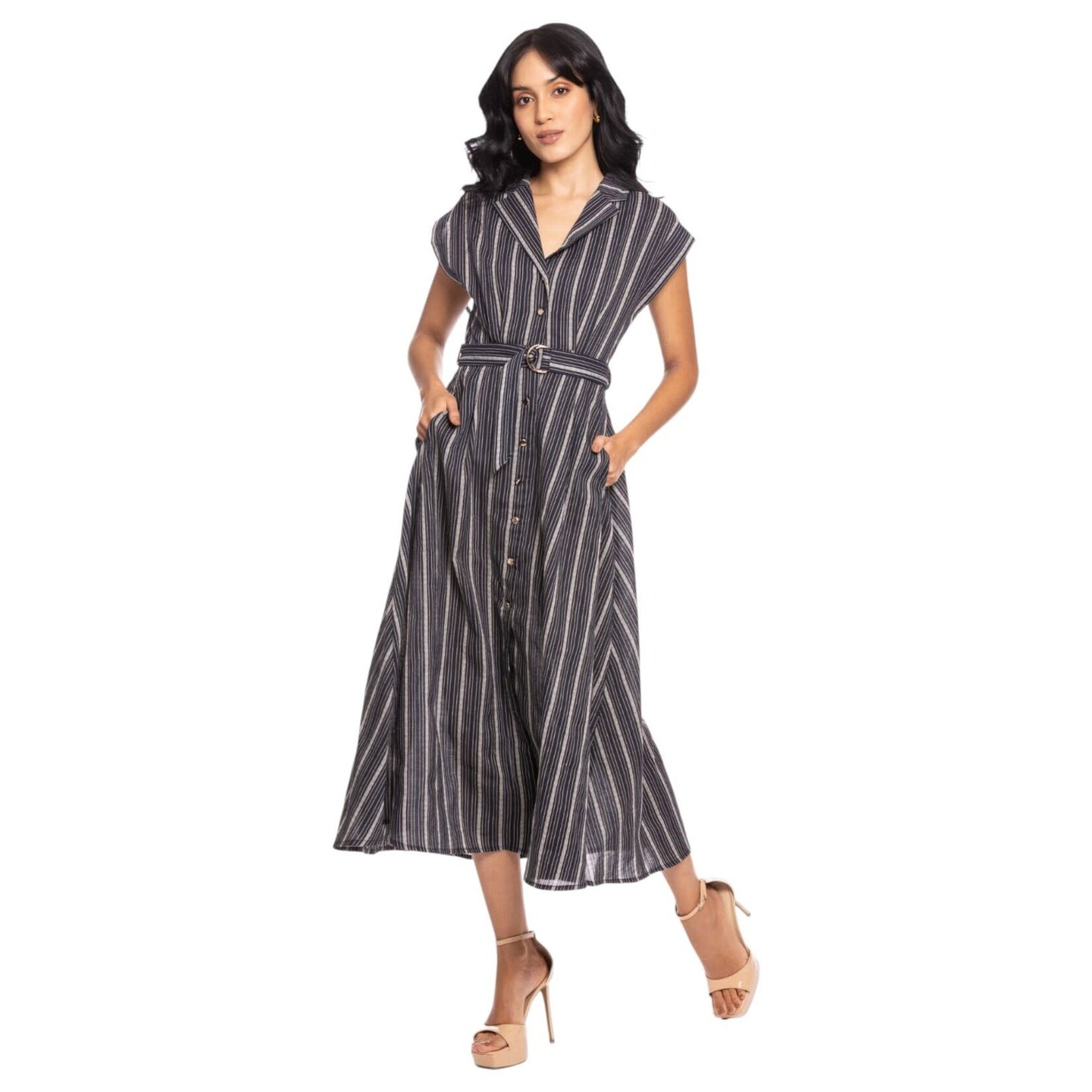 ESSENCIA ESSENCIA BELTED SLEEVELSS MAXI DRESS MM6146