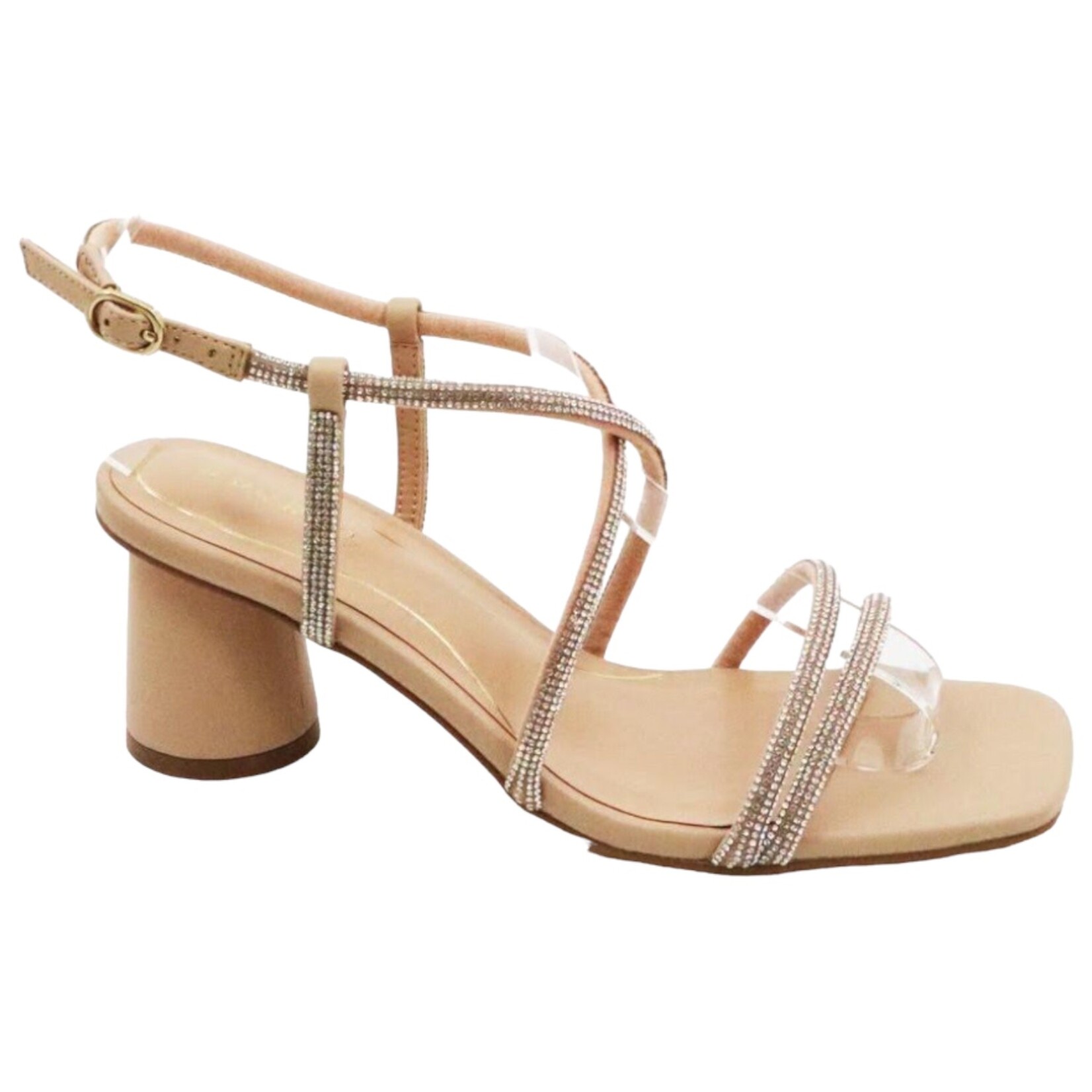 BAMBOO BAMBOO RHINESTONE STRAPPY ROUND HEEL KIND-07
