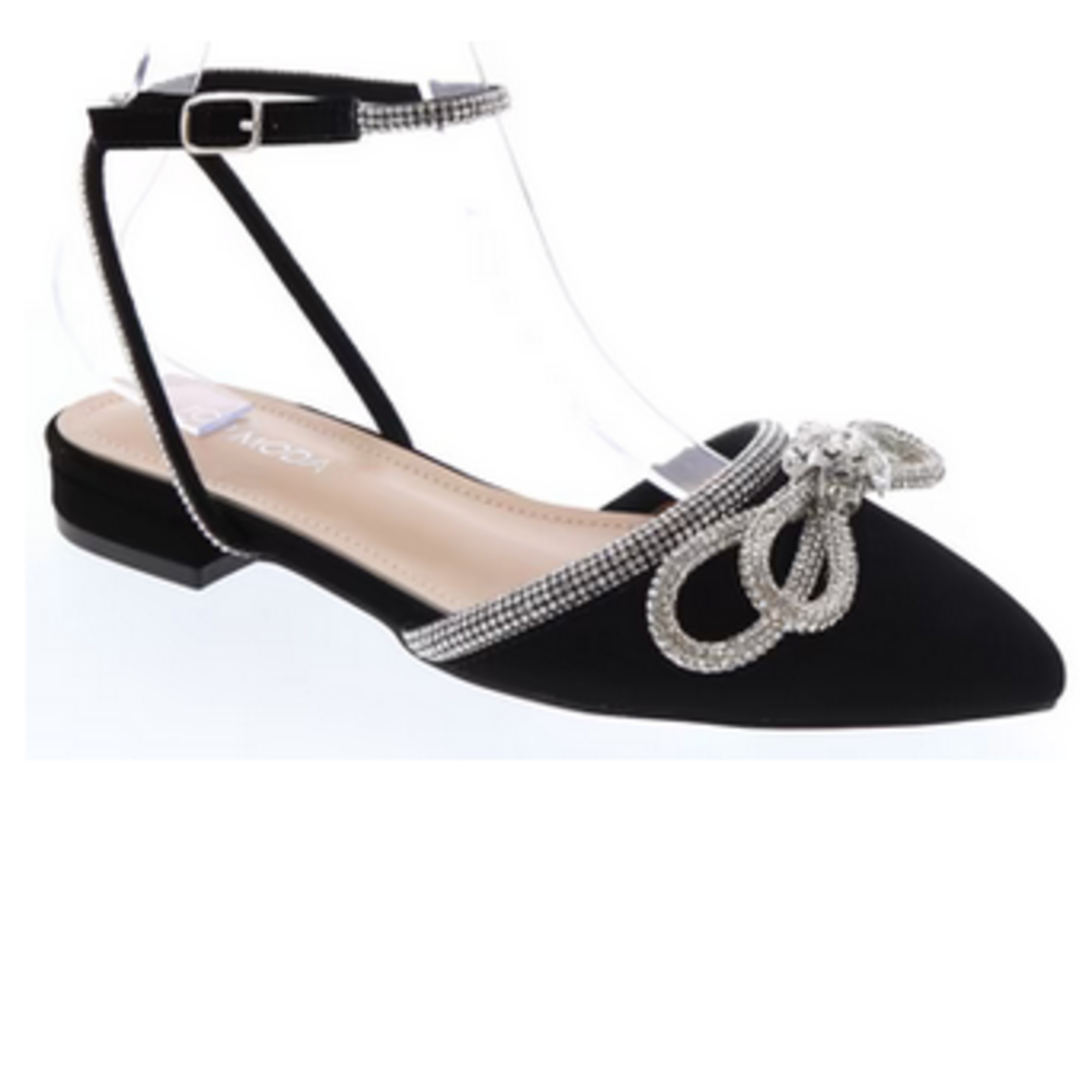 TOP MODA TOP MODA RHINESTONE BOW FLATS DASH-1