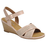 FOREVER FOREVER ANKLE STRAP LAZER CUT CROSS BAND WEDGE NITA-03