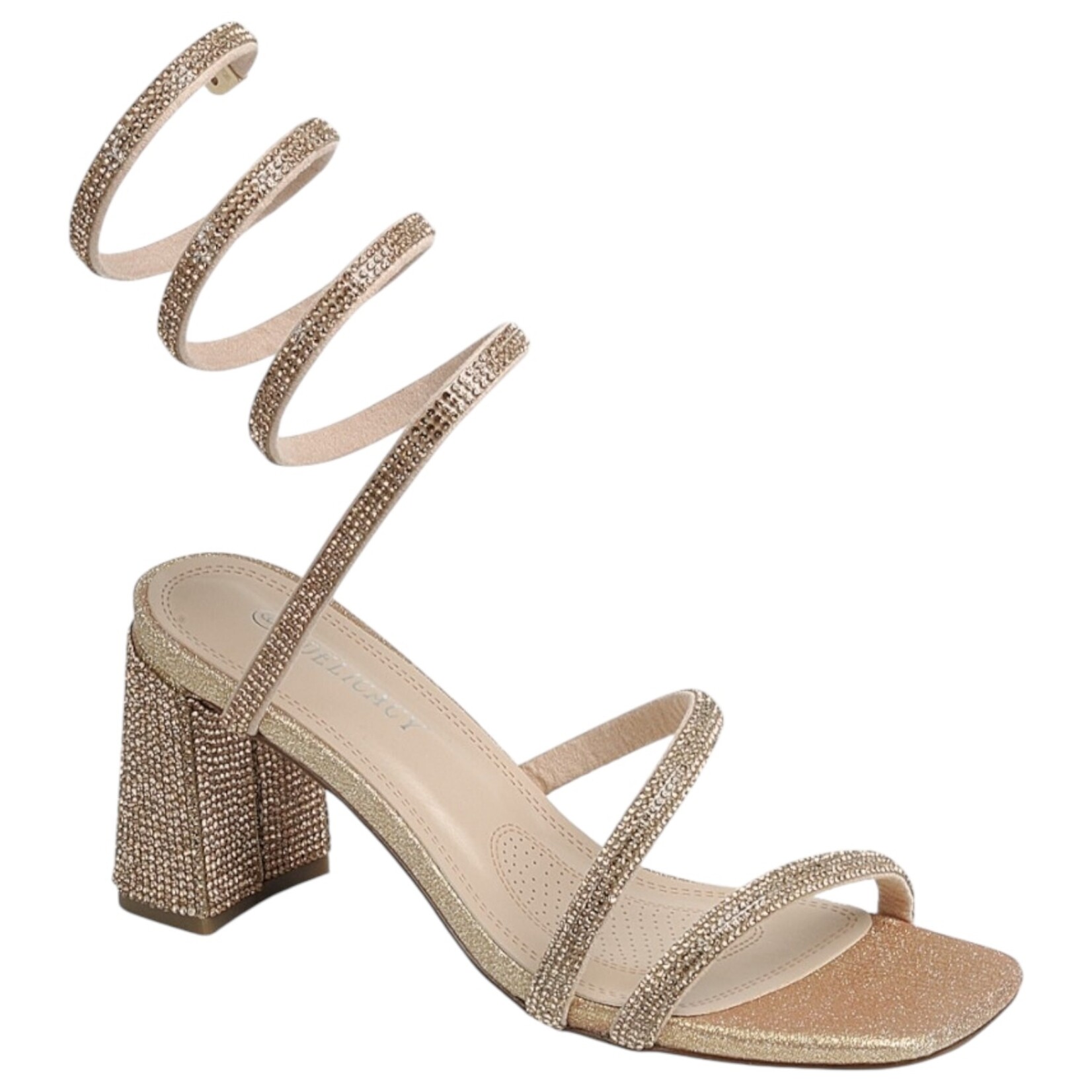 FOREVER FOREVER RHINESTONE SPIRAL BLOCK HEEL RODEO-97