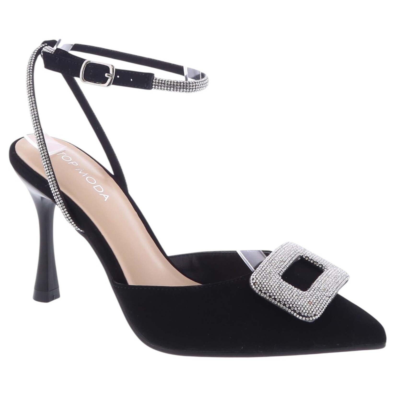 TOP MODA TOP MODA RHINESTONE DECAL ANKLE STRAP HEEL WYNN-88