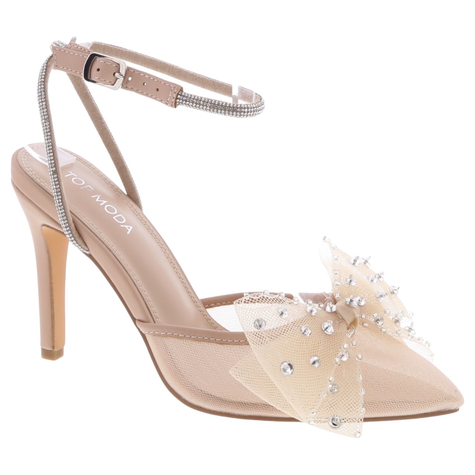 TOP MODA TOP MODA CLOSED POINTY TOE MESH BOW HEEL JULIE-53