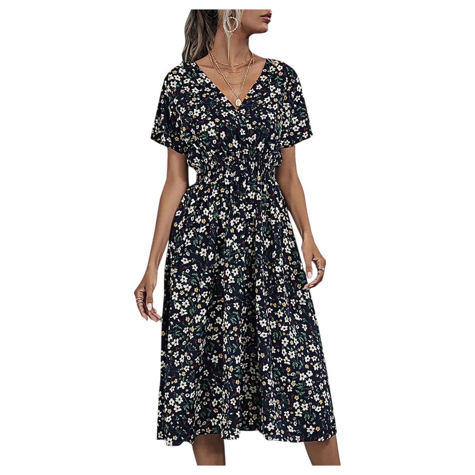 MISS KELLY MISS KELLY FLORAL SHORT SLEEVE DRESS SD3707