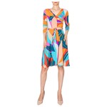 JANETTE FASHION JANETTE GEO 3/4 SLEEVE WRAP MIDI DRESS DJ2876-BPA