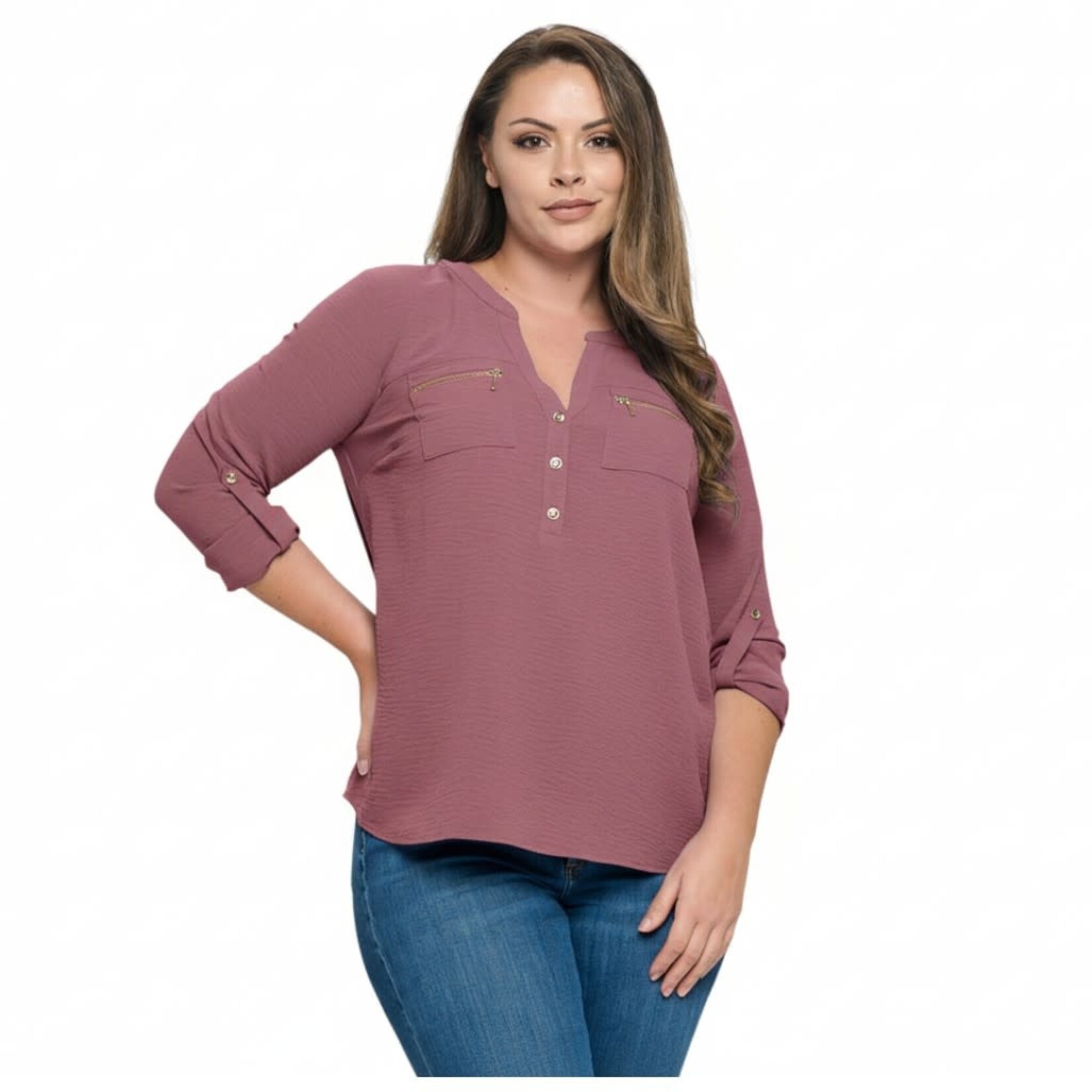 DNA DNA PLUS SIZE 3/4 SLEEVE TOP 4424XT-24087
