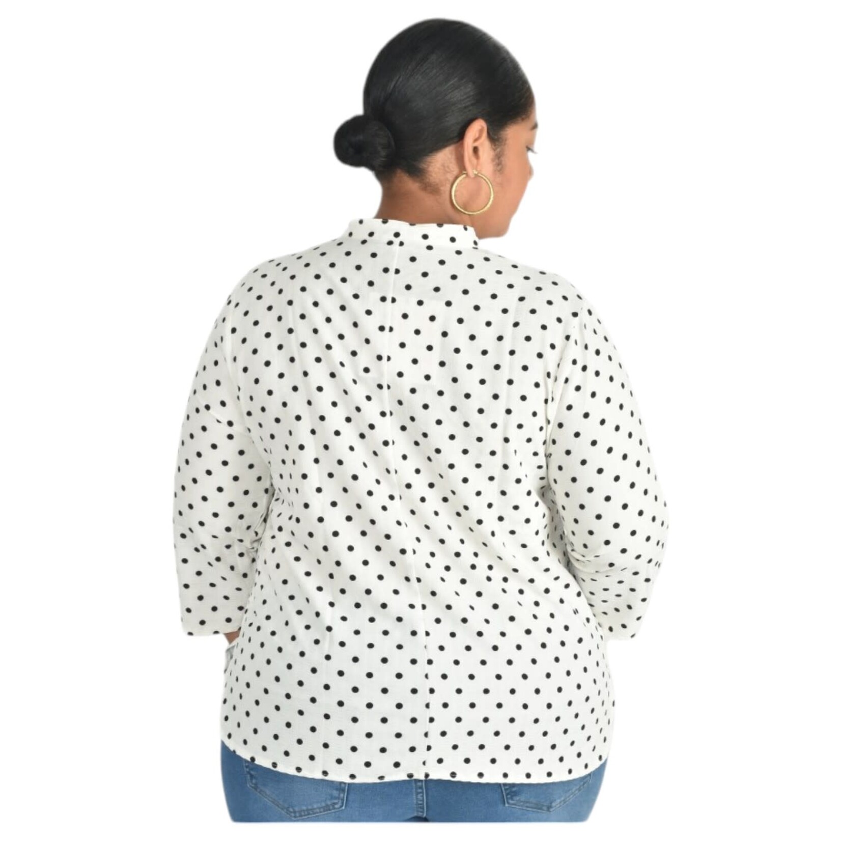 LAC BLEU LAC BLEU PLUS POLKA DOT LONG SLEEVE TOP B5081