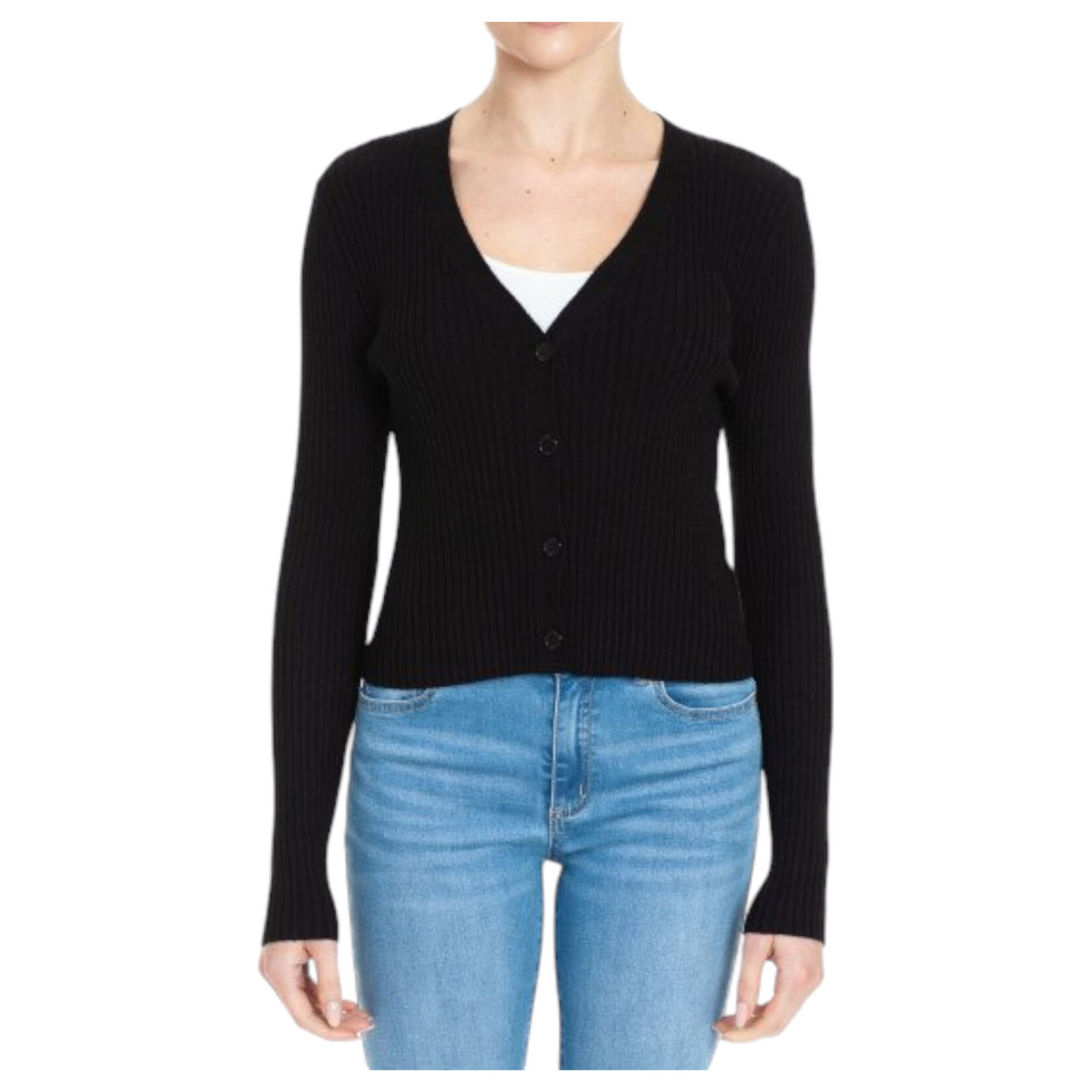 AMBIANCE APPAREL AMBIANCE RIBBED DEEP V-NECK LONG SLEEVE CARDIGAN SWEATER 75443