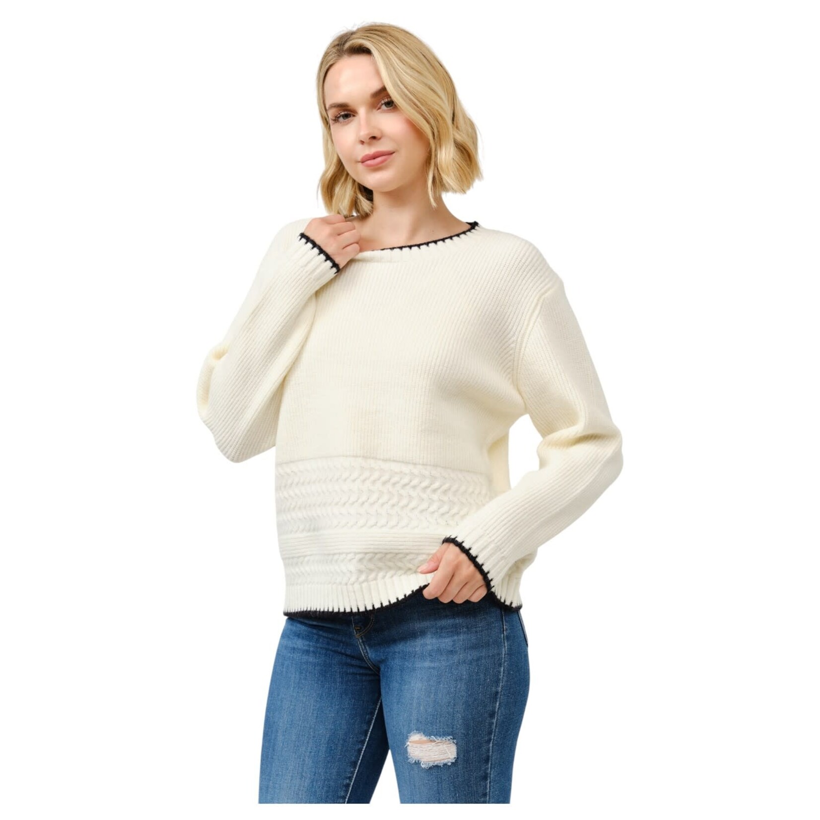 CIELO CIELO BLANKET STITCH PULLOVER SWEATER  SW713