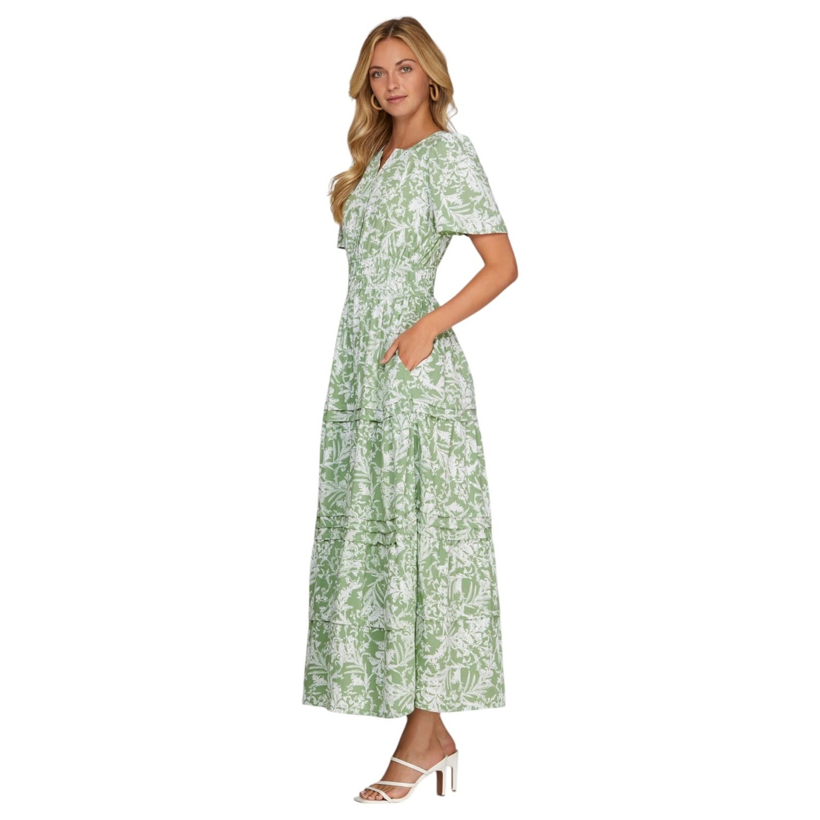 SHE & SKY SHE & SKY FLORAL TIERED MAXI DRESS SY8166