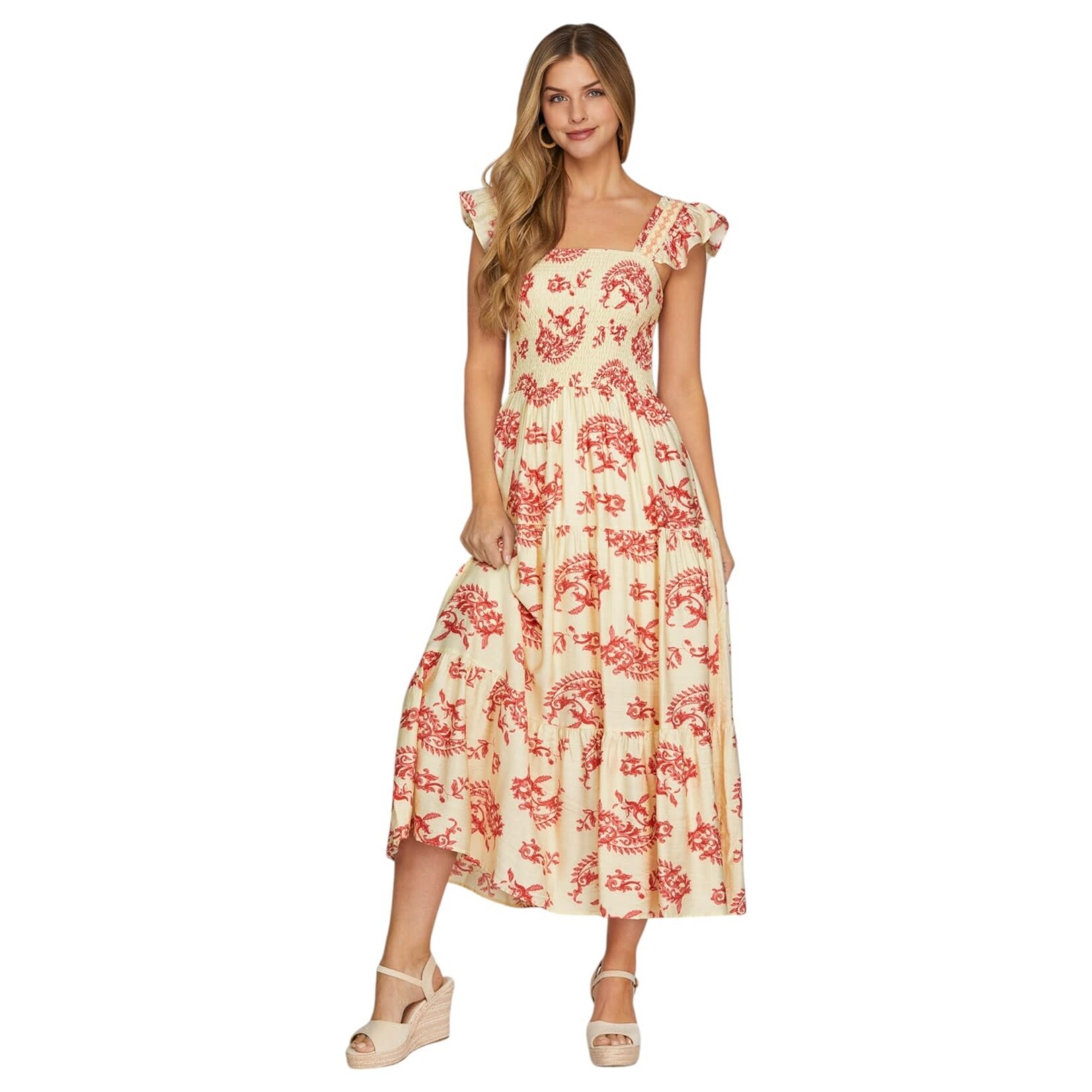 SHE & SKY SHE & SKY RUFFLE STRAP TIERED MAXI DRESS SY8403