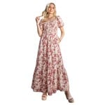 SHE & SKY SHE & SKY SHORT SLEEVE SMOCKED MAXI DRESS SY8131