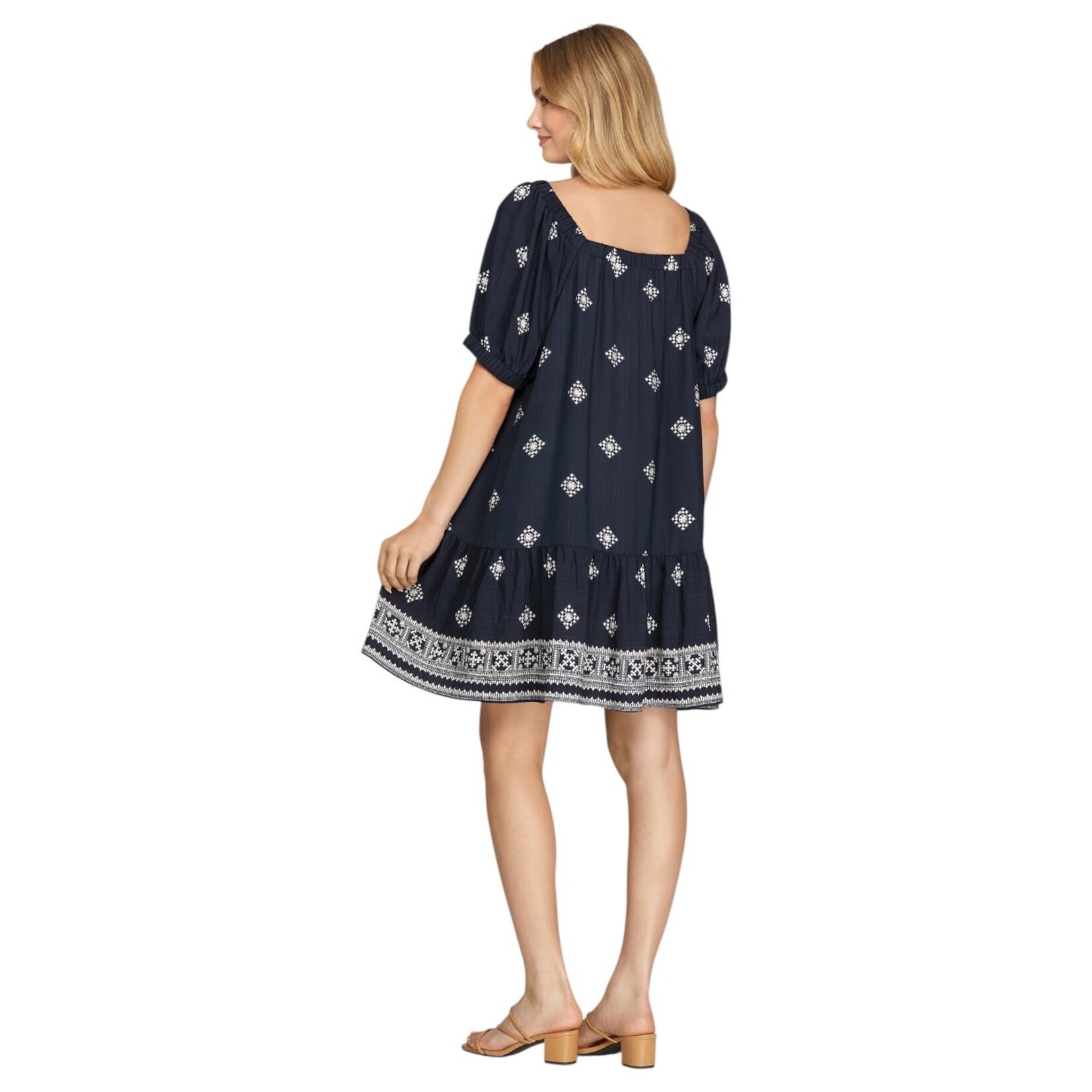 SHE & SKY SHE & SKY SHORT SLEEVE SQUARE NECK MINI DRESS SY9185