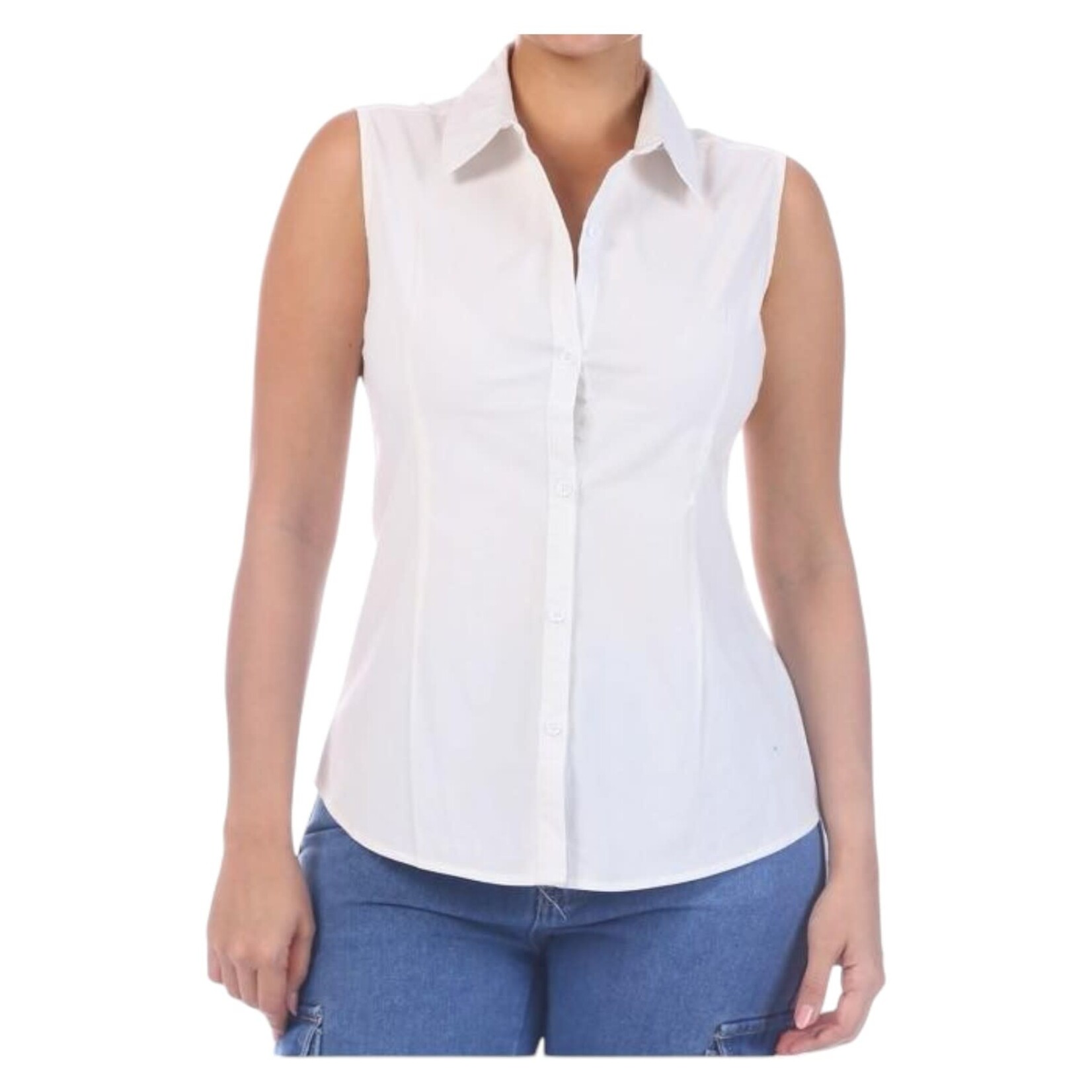 COZZI COZZI SLEEVELESS BUTTON UP SHIRT JO-39584