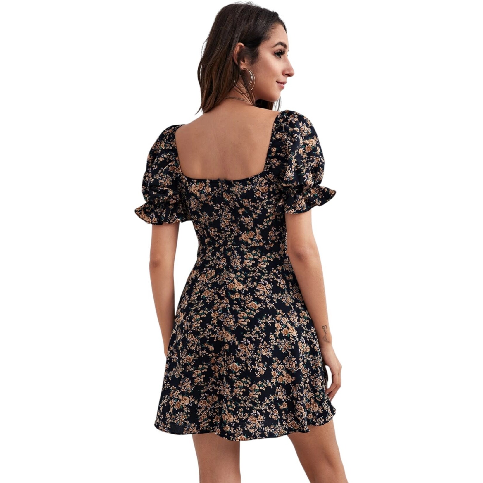 MISS KELLY MISS KELLY SWEETHEART NECKLINE FLORAL SHORT PUFF SLEEVE MINI DRESS SD3468