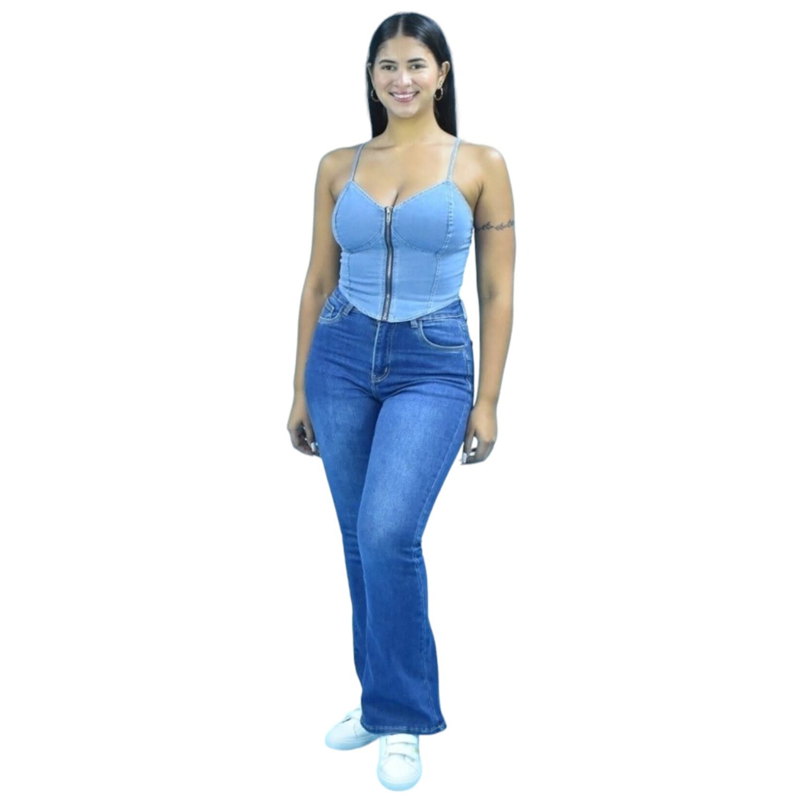 LAC BLEU LAC BLEU STRAP DENIM TOP B3965