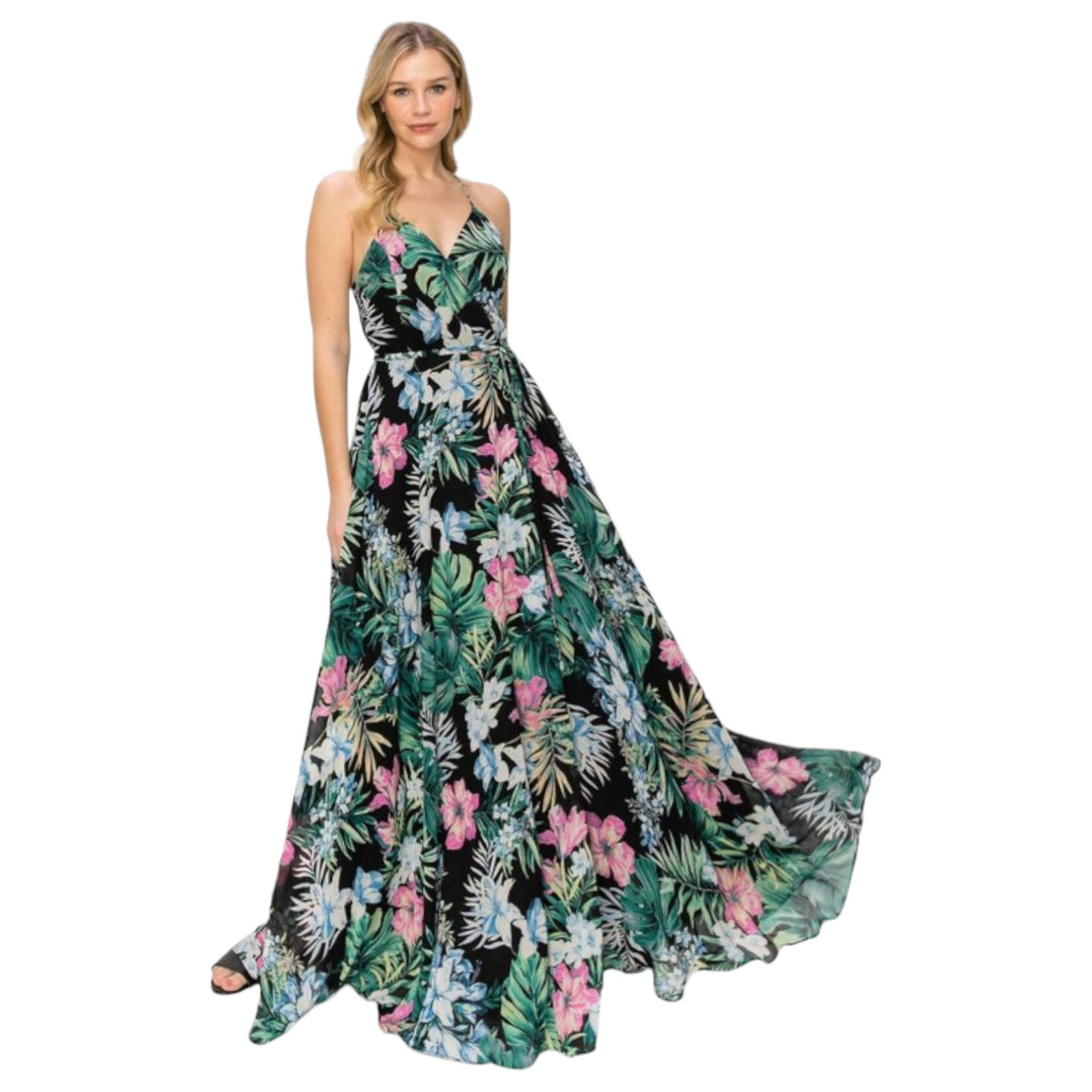 ONE THE LAND ONE THE LAND STRAP MAXI FLORAL DRESS OL23A119