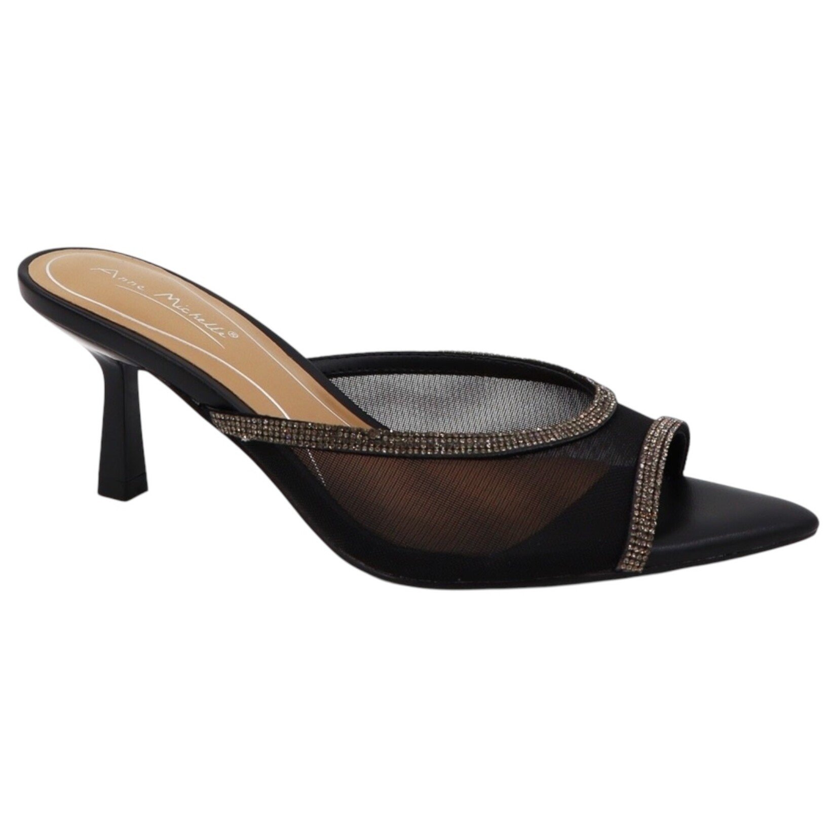 ANNE MICHELLE ANNE MICHELLE MESH BAND RHINESTONE TRIM HEEL BERMUDA-13