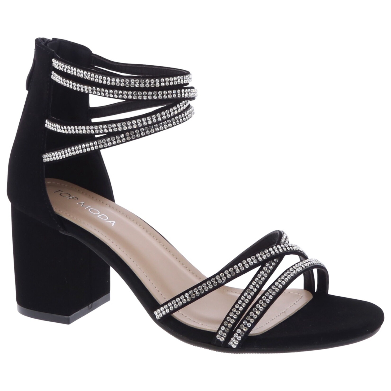 TOP MODA TOP MODA RHINESTONE BANDS BLOCK HEEL DELIA-48