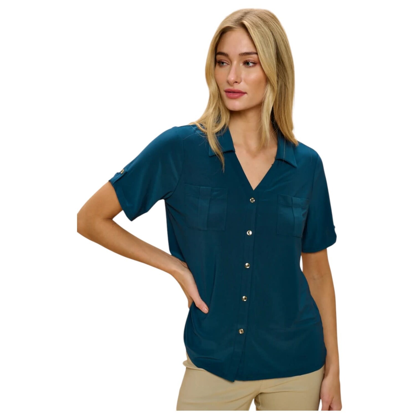 PERSEPTION PERSEPTION DOUBLE POCKET SHORT SLEEVE TOP TP-MS-1621