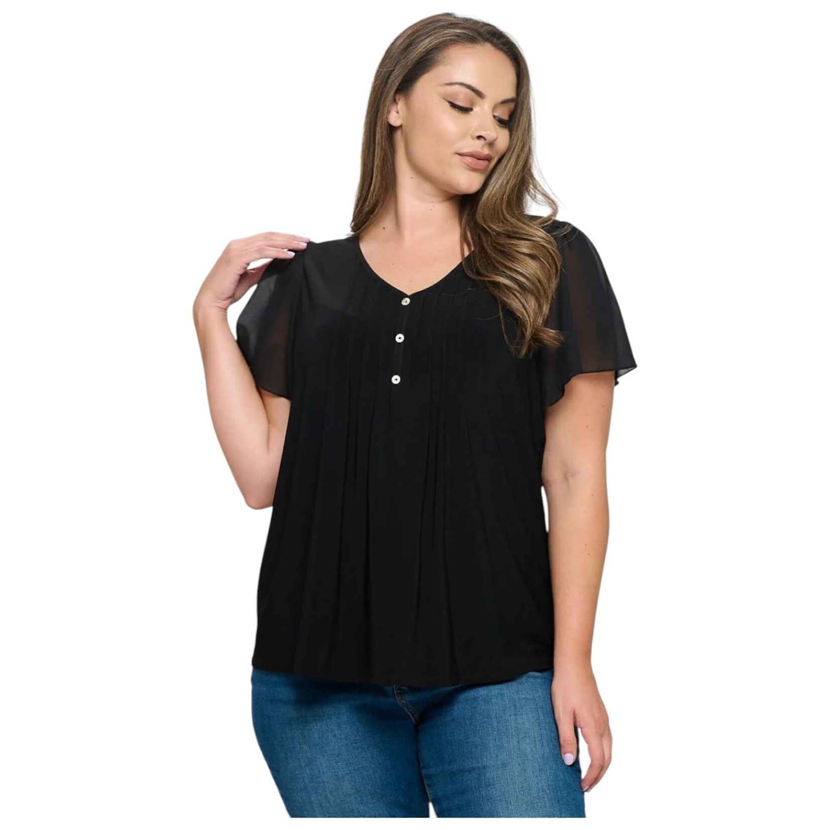 PERSEPTION PERSEPTION PLUS SHEER SHORT SLEEVE TOP TP-WM-1865