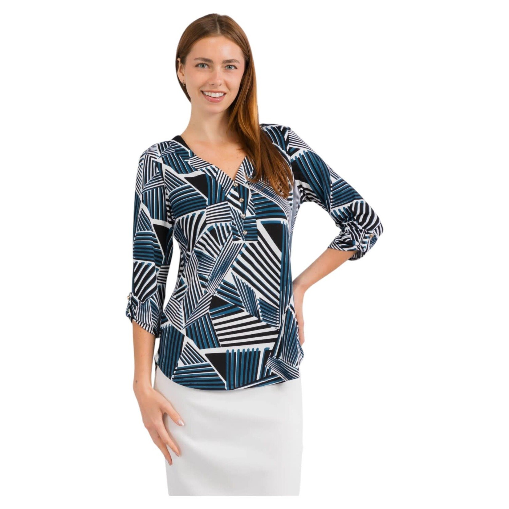 PERSEPTION PERSEPTION ROLLED TAB 3/4 SLEEVE TOP TP-MS-963