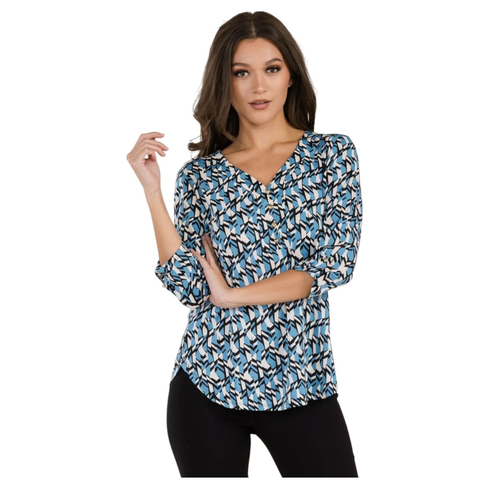 PERSEPTION PERSEPTION ROLLED TAB 3/4 SLEEVE TOP TP-MS-963