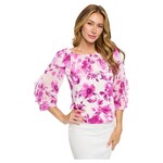 PERSEPTION PERSEPTION FLORAL PRINT RUFFLE 3/4 SLEEVE TOP TP-MS-1226