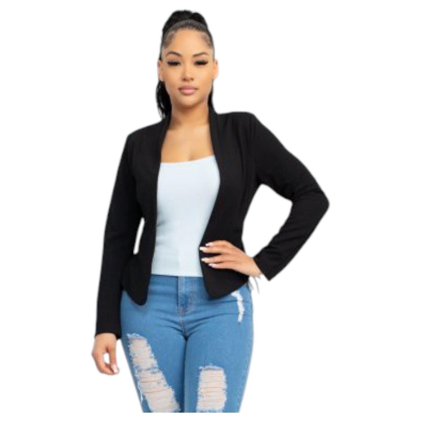 IRIS IRIS OPEN FRONT SHAWL COLLAR BLAZER IJ99121