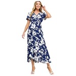SOLUTION SOLUTION FLORAL PRINT WRAP DRAWSTRING TIE WAIST DRESS S-26243