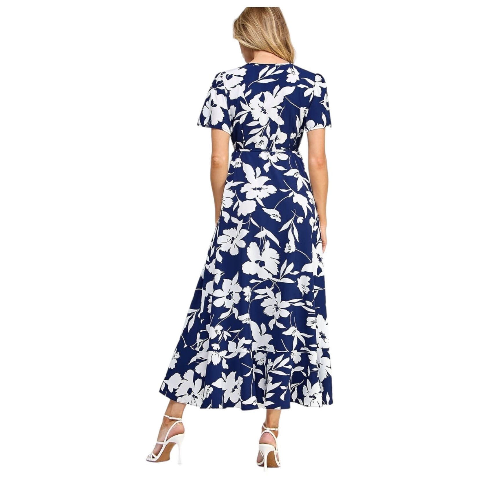 SOLUTION SOLUTION FLORAL PRINT WRAP DRAWSTRING TIE WAIST DRESS S-26243