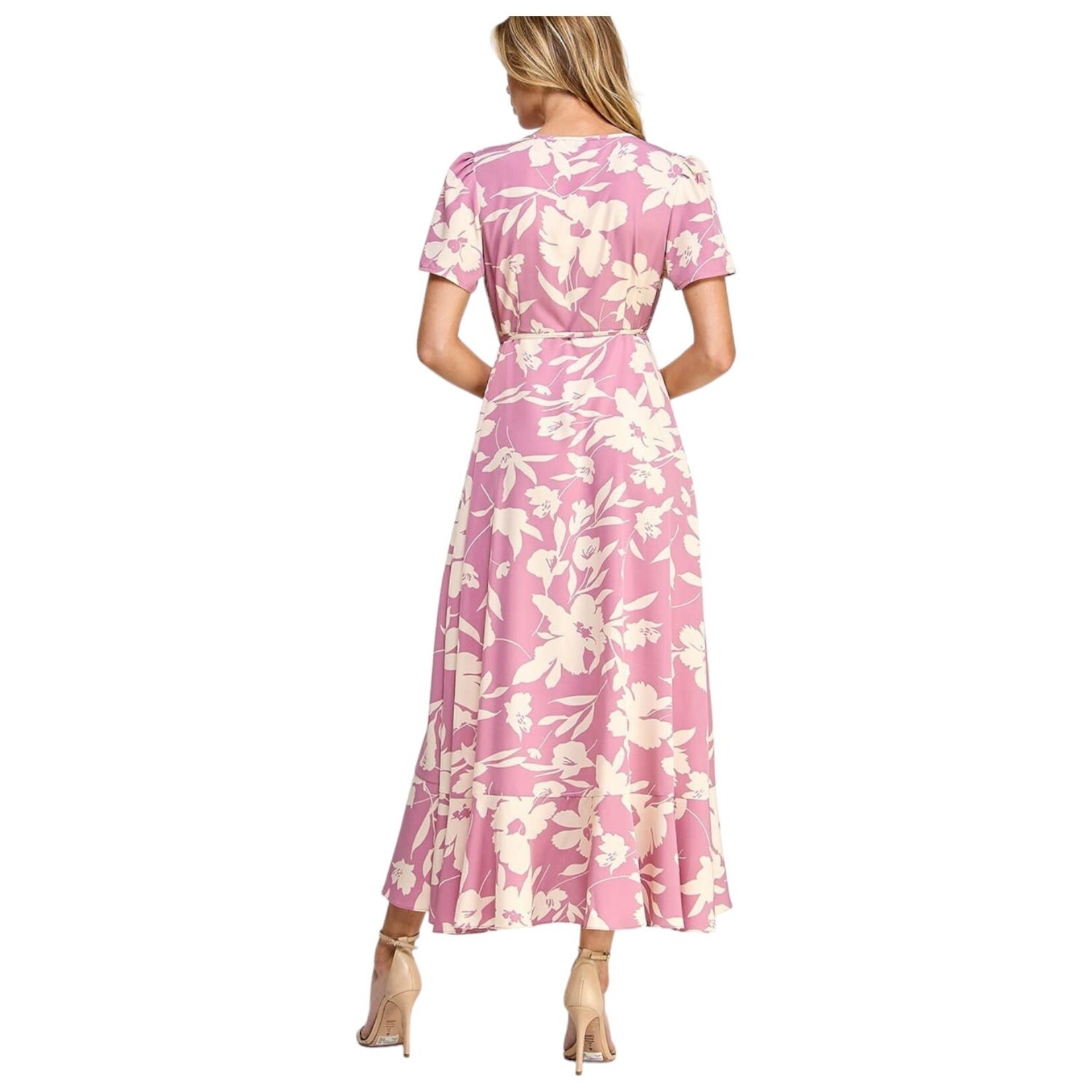 SOLUTION SOLUTION FLORAL PRINT WRAP DRAWSTRING TIE WAIST DRESS S-26243