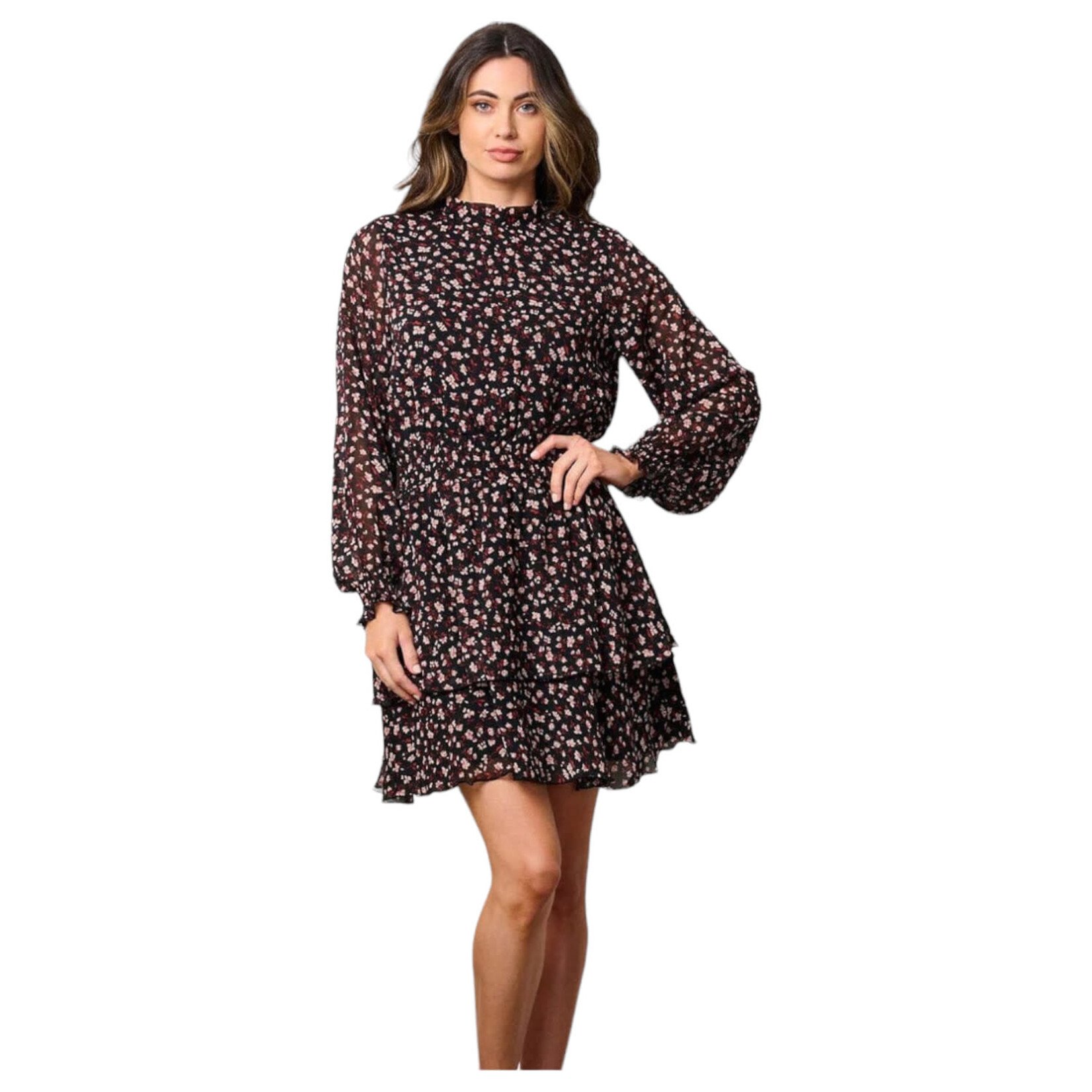 EVER AFTER EVER AFTER LONG SLEEVE HIGH NECK MINI DRESS 2245JWT