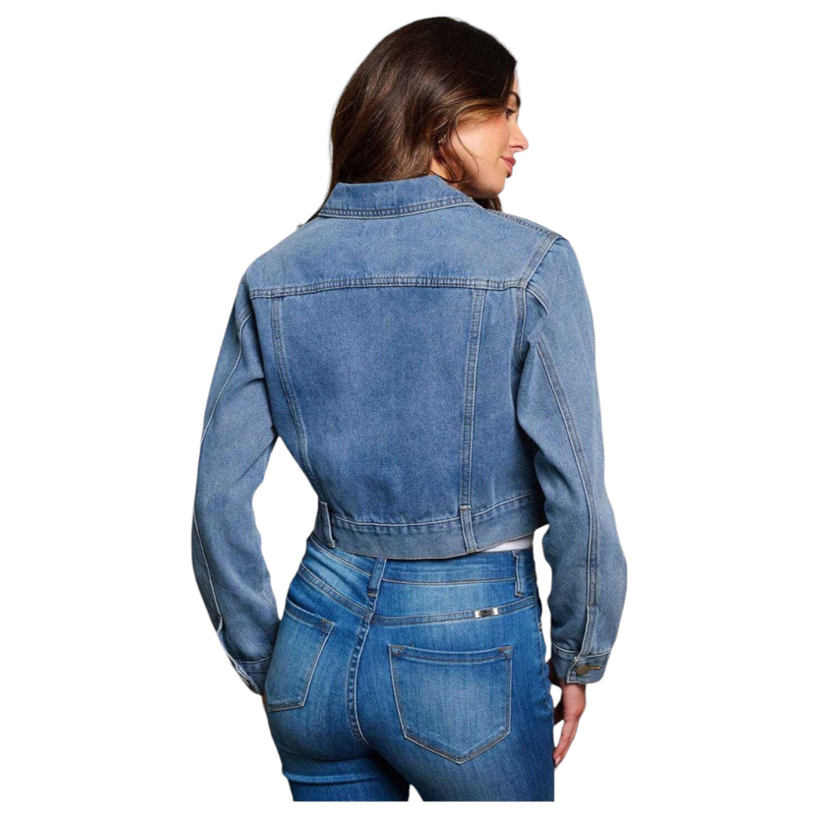 LOVE + HARMONY LOVE + HARMONY ZIP UP DENIM JACKET LHJ362WT-D