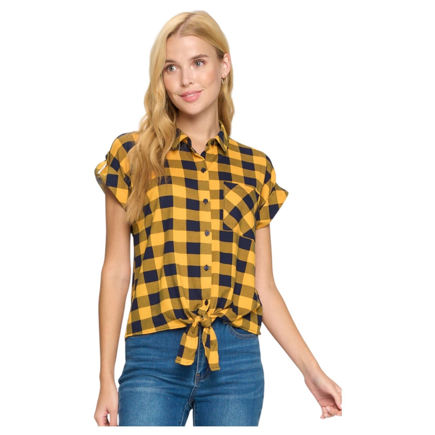 DNA DNA CAP SLEEVE PLAID TOP 4373B-21047