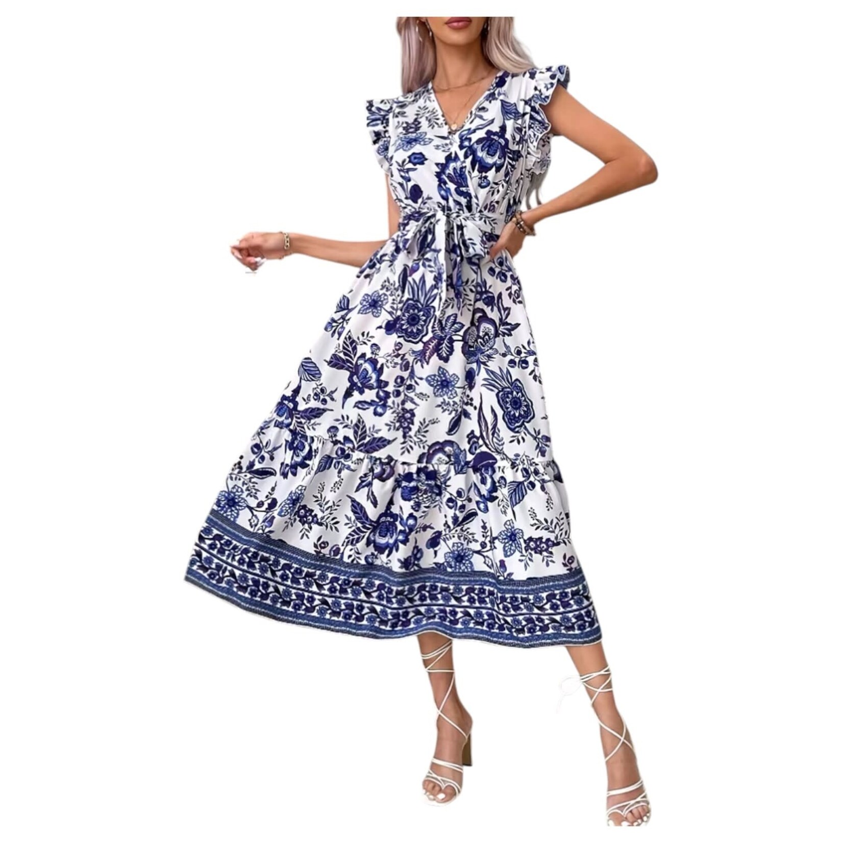 MISS KELLY MISS KELLY CAP SLEEVE WASIT TIE DRESS SD5293