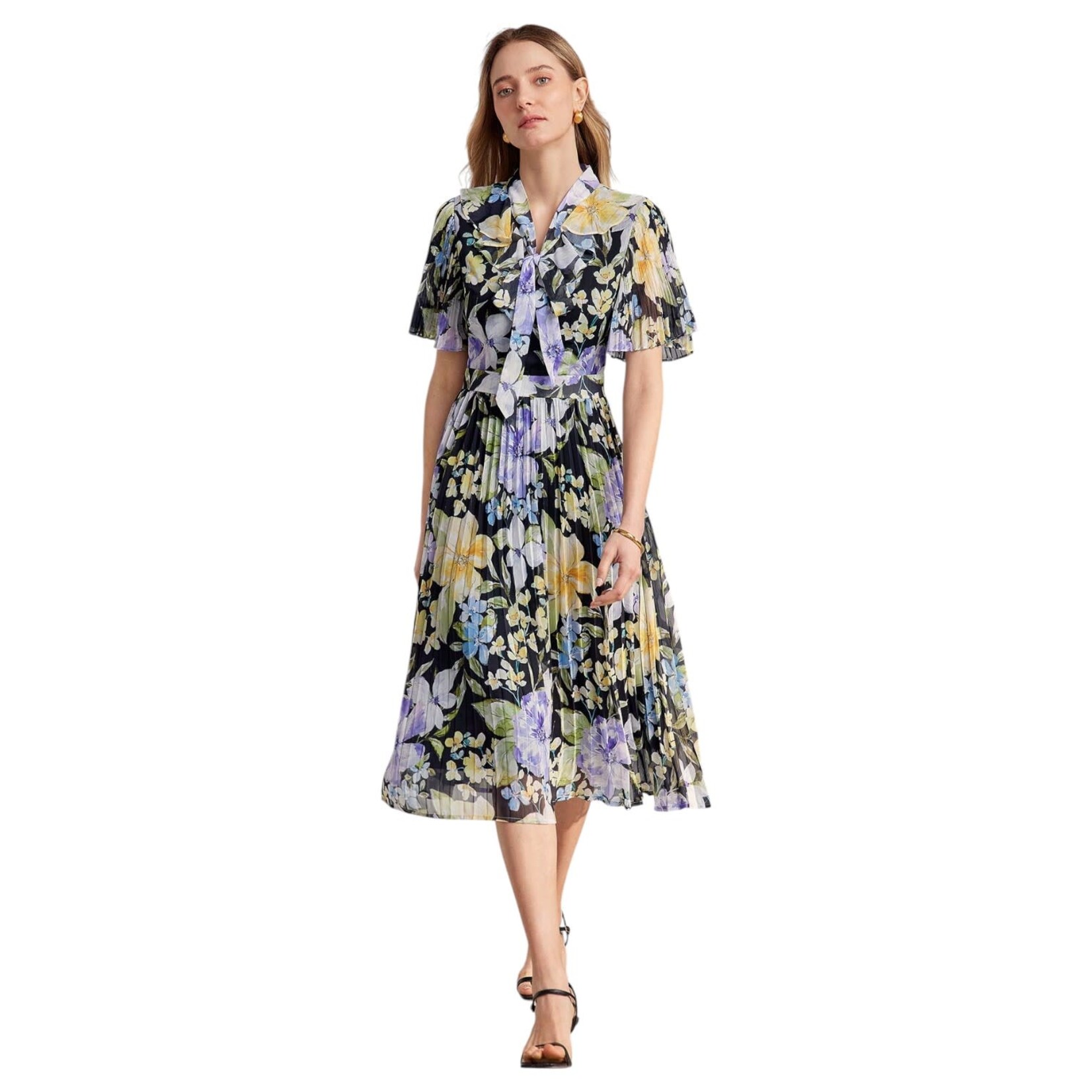 MISS KELLY MISS KELLY SHORT SLEEVE PLEATED DRESS SD5531