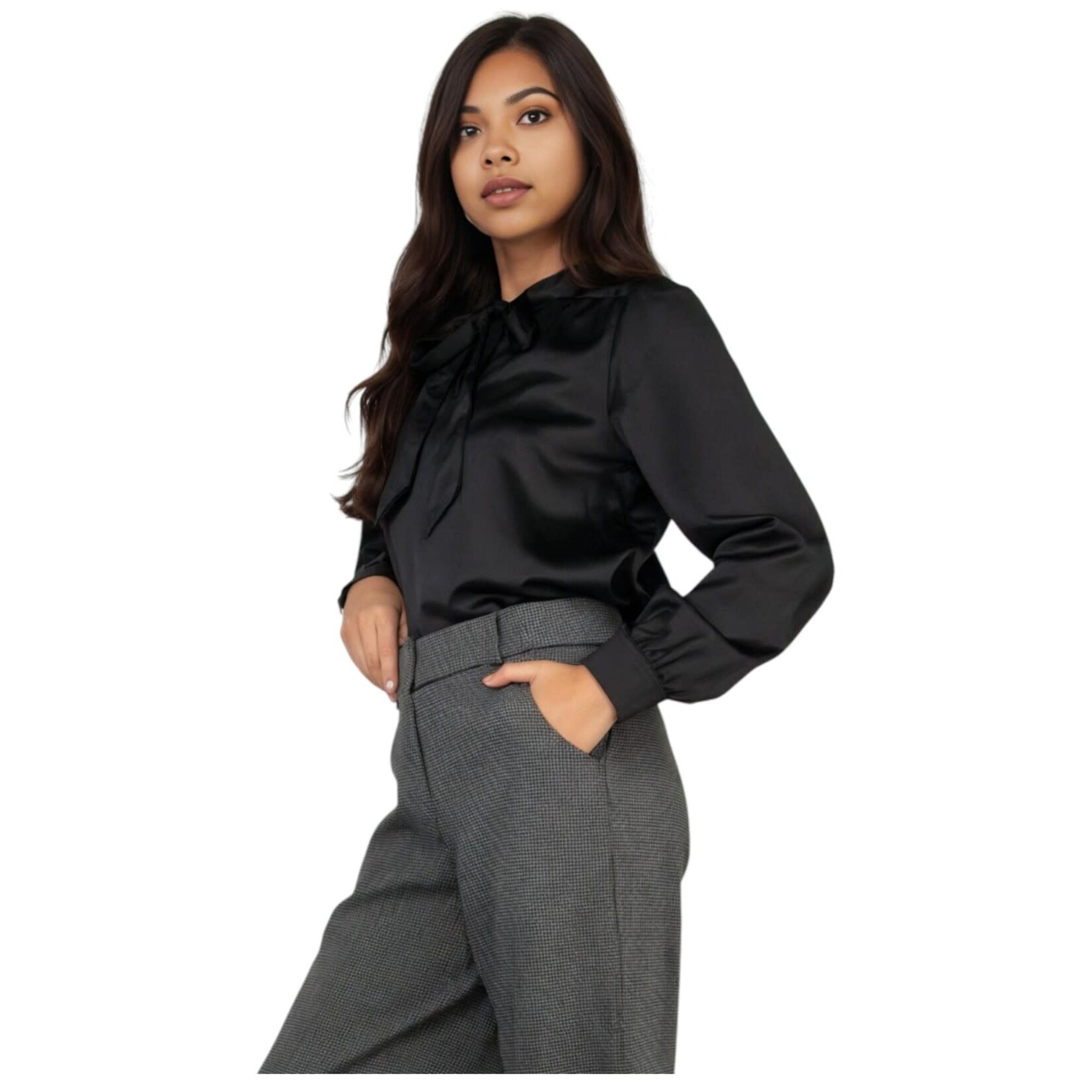 IRIS IRIS NECK TIE LONG SLEEVE TOP BT03509A