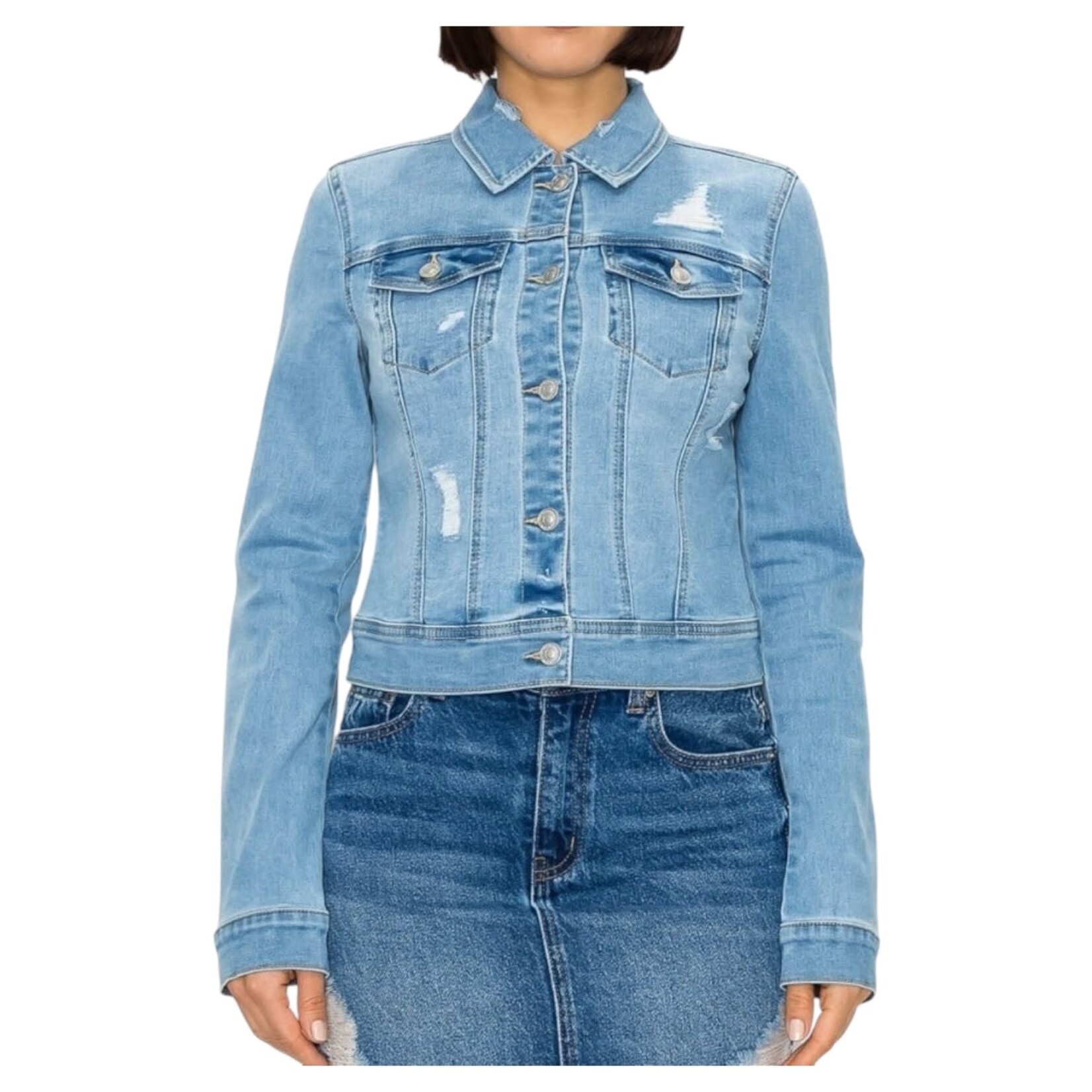 WAX JEANS WAX DESTRUCTED DENIM JACKET 90273