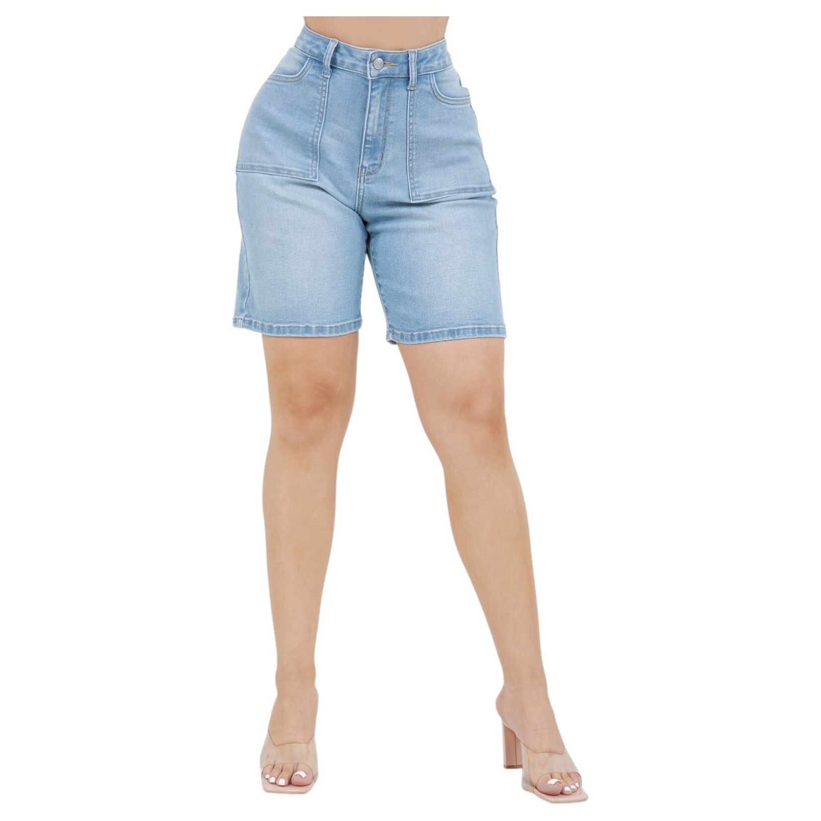 ENCORE JEANS ENCORE CLASSIC PATCH POCKET JEAN SHORTS V7286L