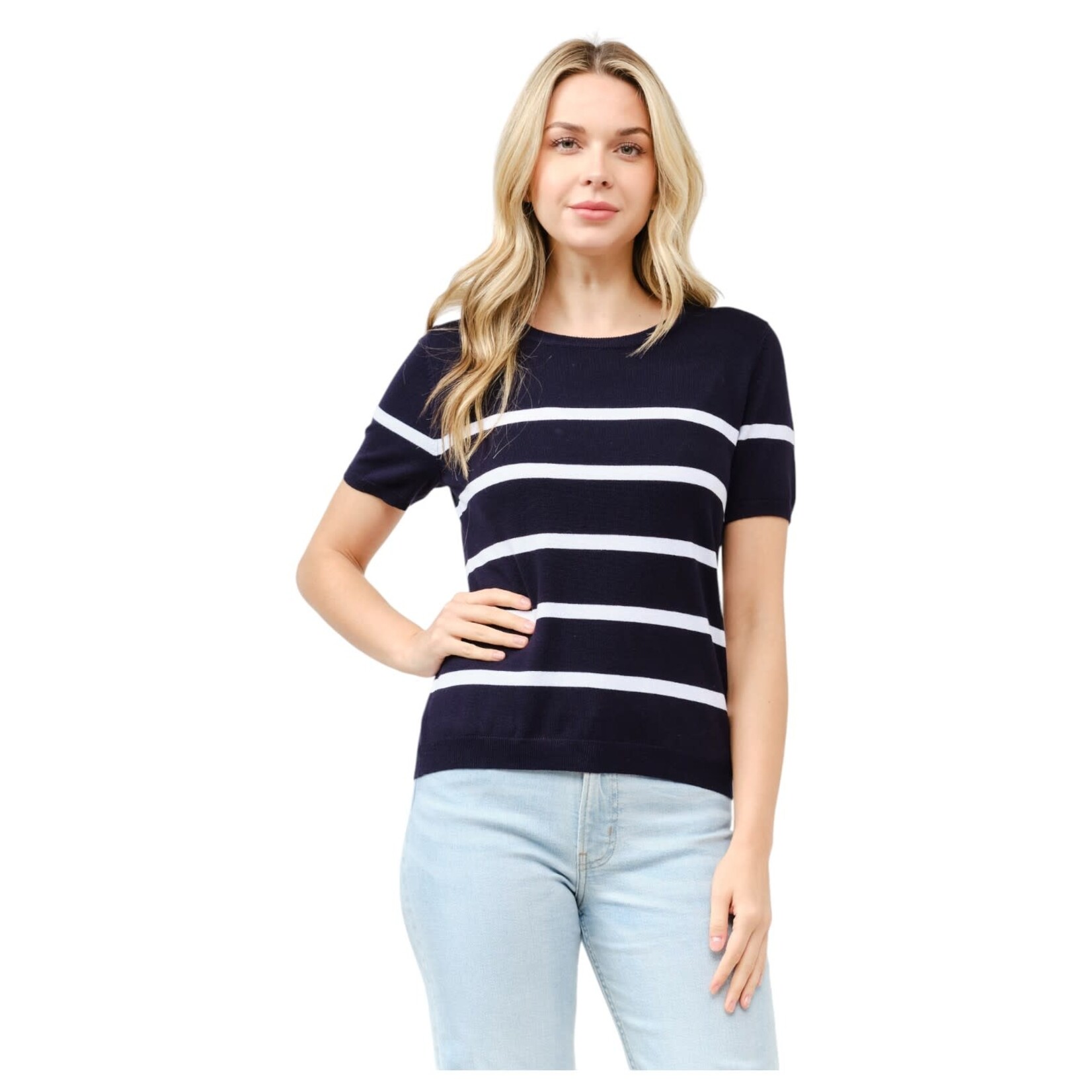 CIELO CIELO STRIPE SHORT SLEEVE SWEATER SW870