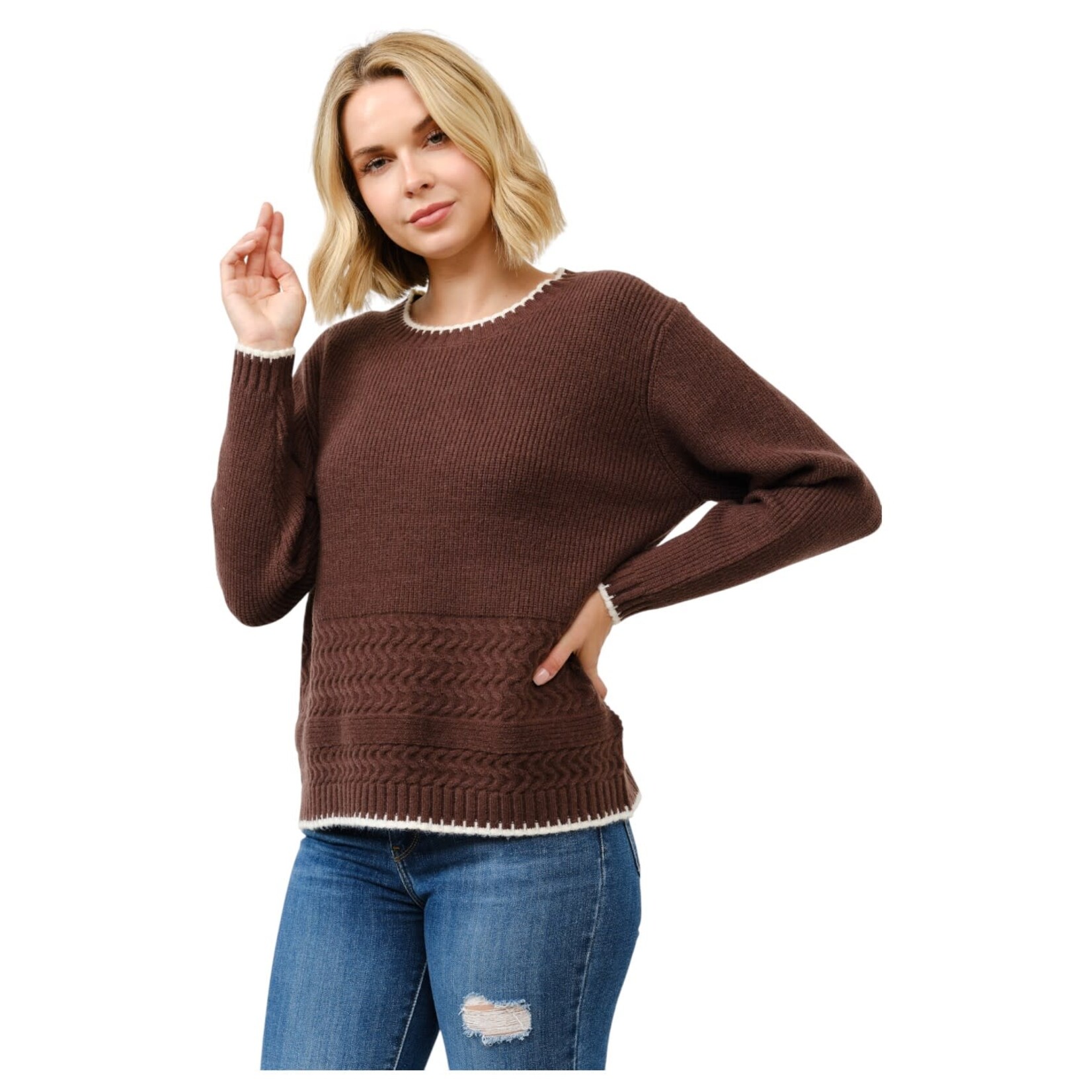 CIELO CIELO BLANKET STITCH PULLOVER SWEATER  SW713