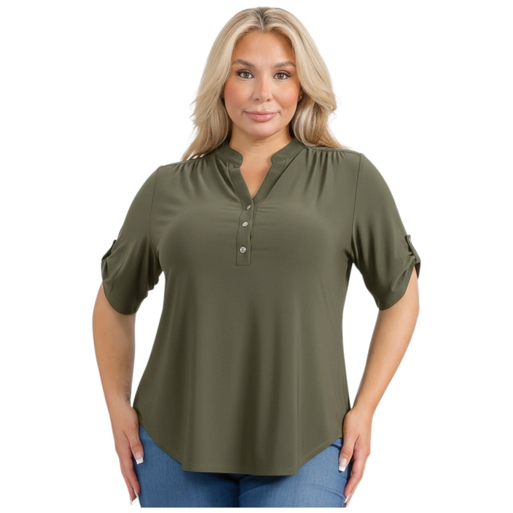PERSEPTION PERSEPTION PLUS 3 BUTTON SHORT SLEEVE TOP TP-WM-218