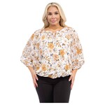 PERSEPTION PERSEPTION PLUS FLORAL 3/4 SLEEVE TOP TP-WM-1459