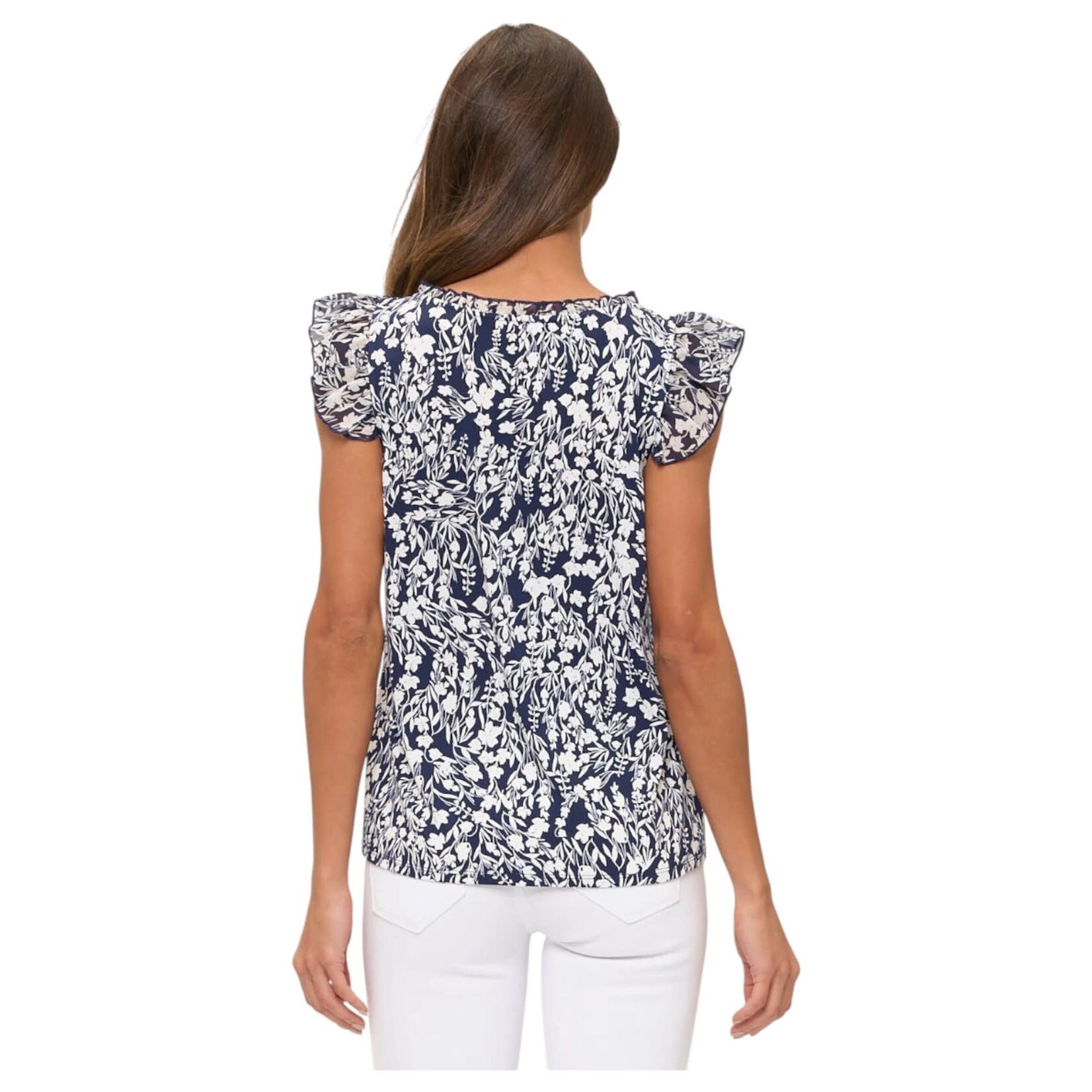 PERSEPTION PERSEPTION FLORAL CAP SLEEVE TOP TP-MS-2198