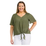 PERSEPTION PERSEPTION PLUS PLEATED SHOULDER SHORT SLEEVE TIE FRONT TOP TP-WM-997