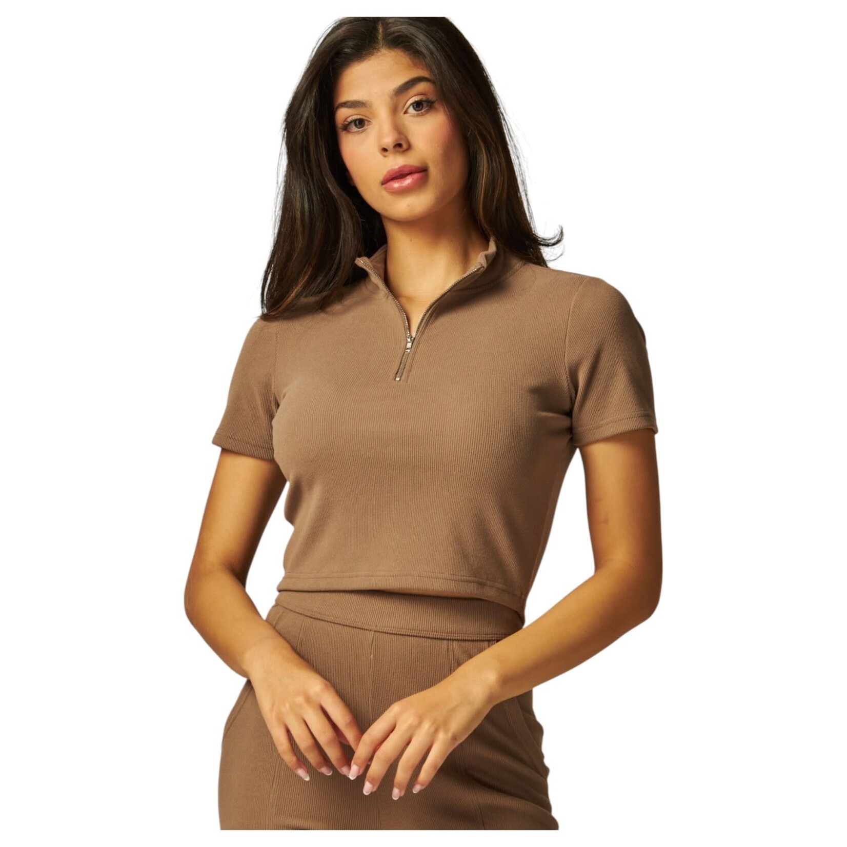 LOVE POEM LOVE POEM RIBBED MOCK NECK TOP BELLA-14Z